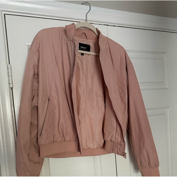 Obey blush pink bomber jacket - Picture 3 of 5